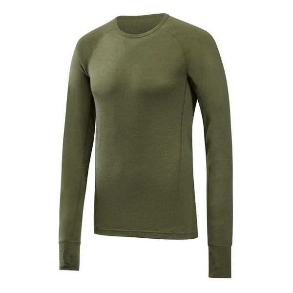 Mens Athletic fit Merino Wool Long Sleeve Shirt Light Olive Green Front View